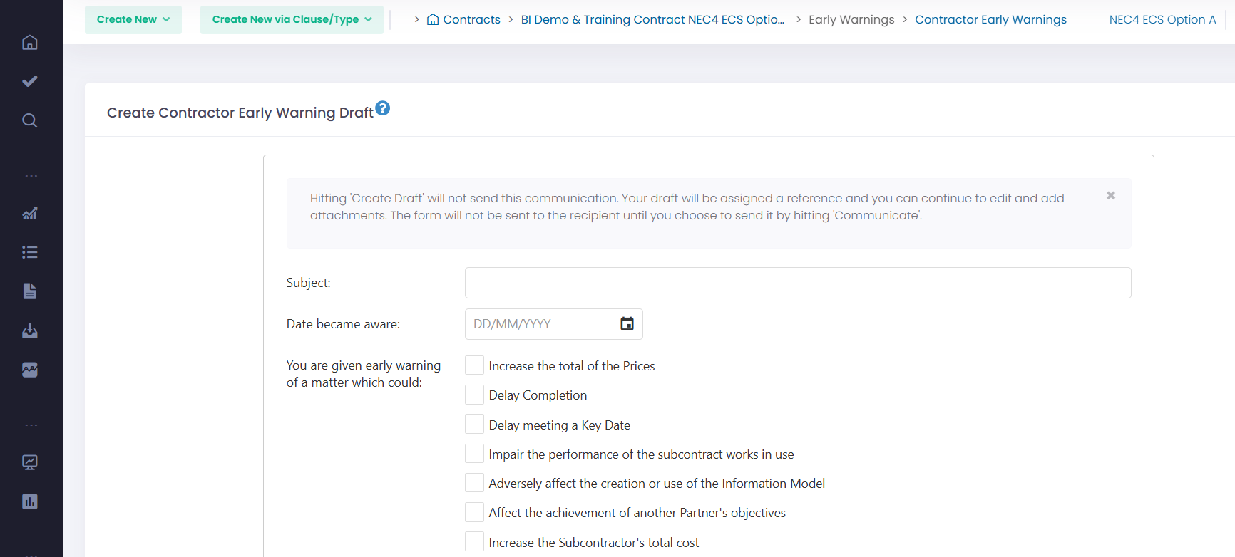 FastDraft Early Warning example